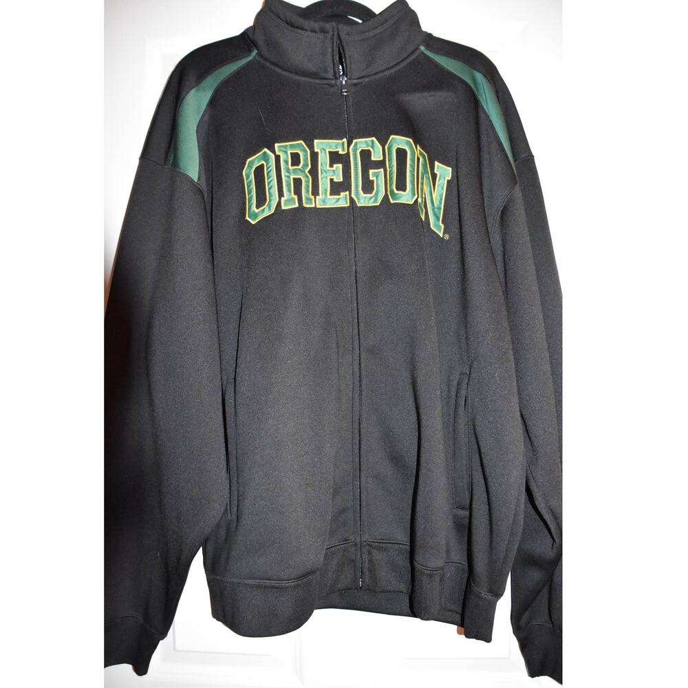 Campus Drive, Black Heavy Weight Full Zip Track Jacket, Men's XXL, UO, Ducks